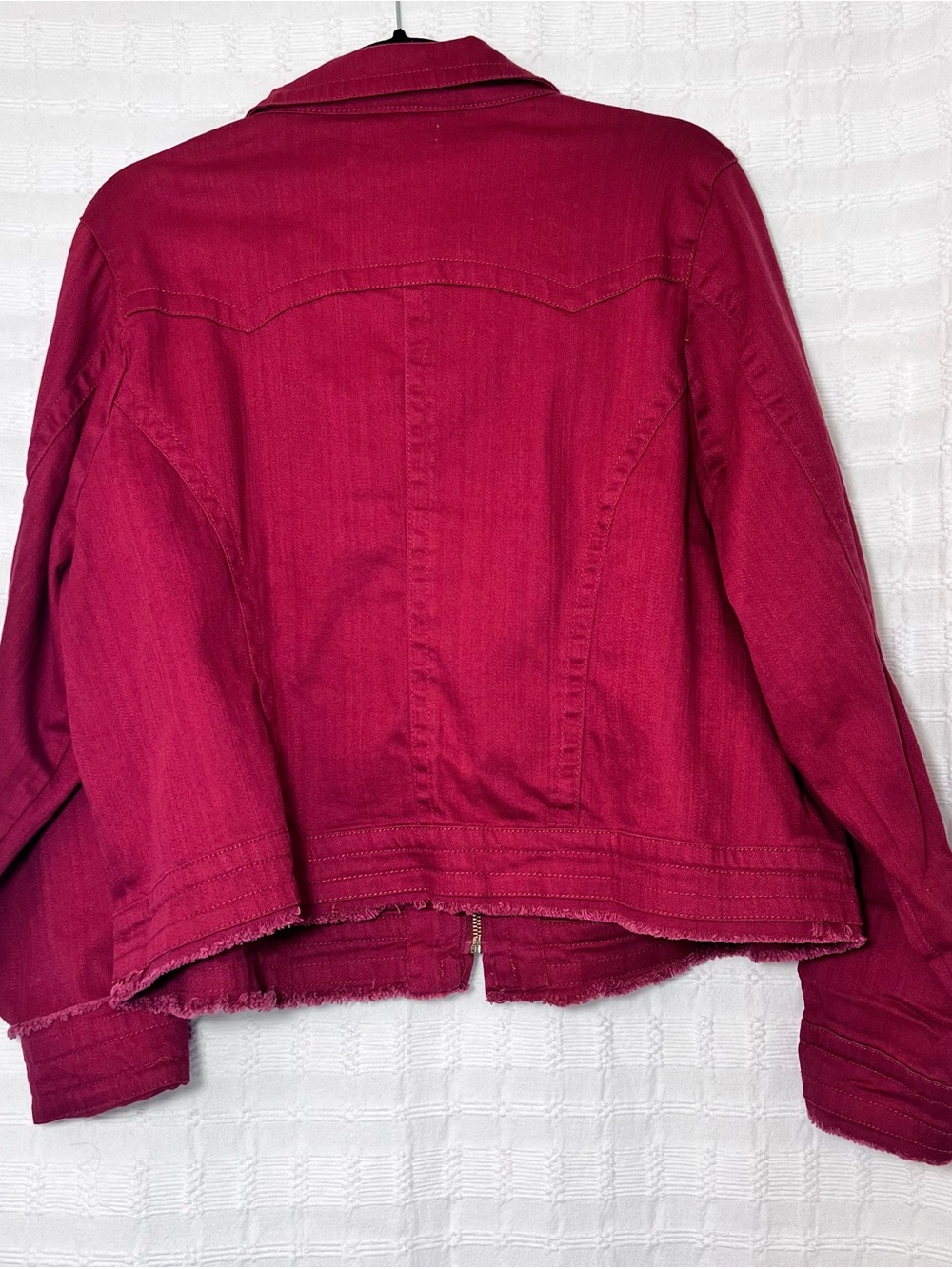 ONE WORLD Raspberry Zip-Front Jean Jacket - Picture 8 of 11